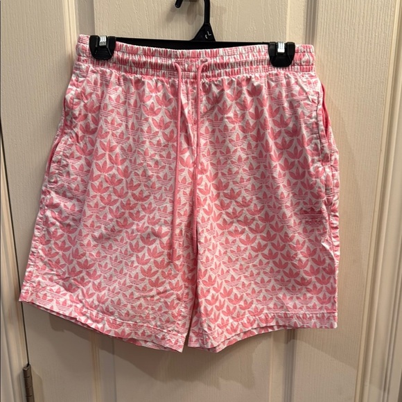 Adidas Men’s allover Monogram print drawstring shorts. Size Medium - Picture 1 of 6